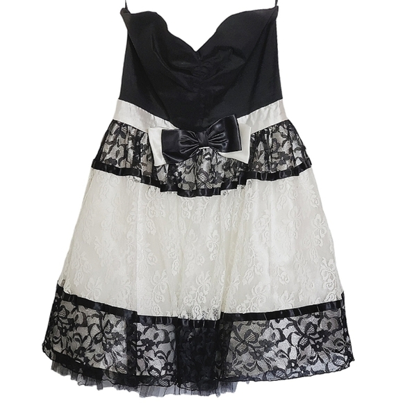 7508 * Jessica McClintock Gunne Sax Strapless Lace Overlay Dress Size 9 Vintage - Picture 1 of 10